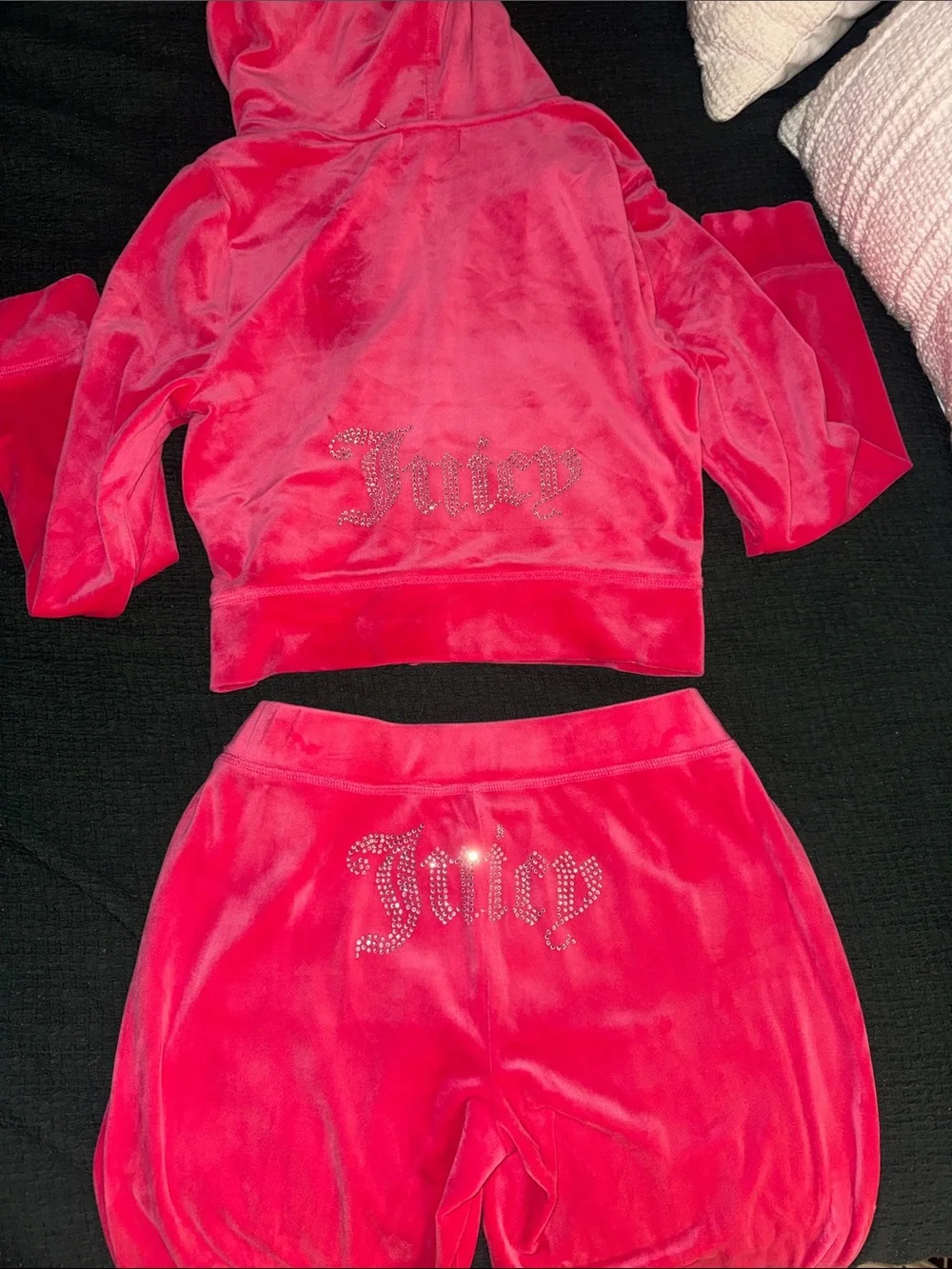 Juicy Couture Bright Pink Velour Hoodie & Jogger Set